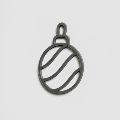 A simple black and white silhouette of a Christmas ornament or ornament-like object.