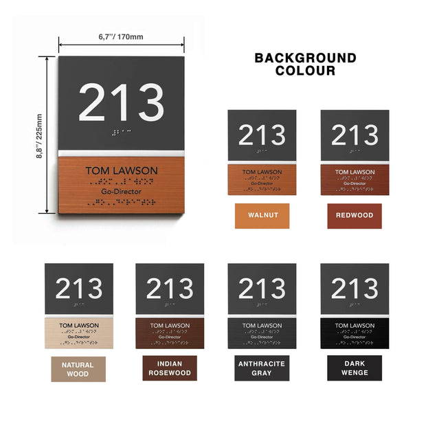 Door Numbers Office Door Number Sign & Name Plates: Acrylic & Wood — "Dragon" Design