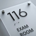 Acrylic Exam Sign: White Matte — "Clear" Design - Photo #9
