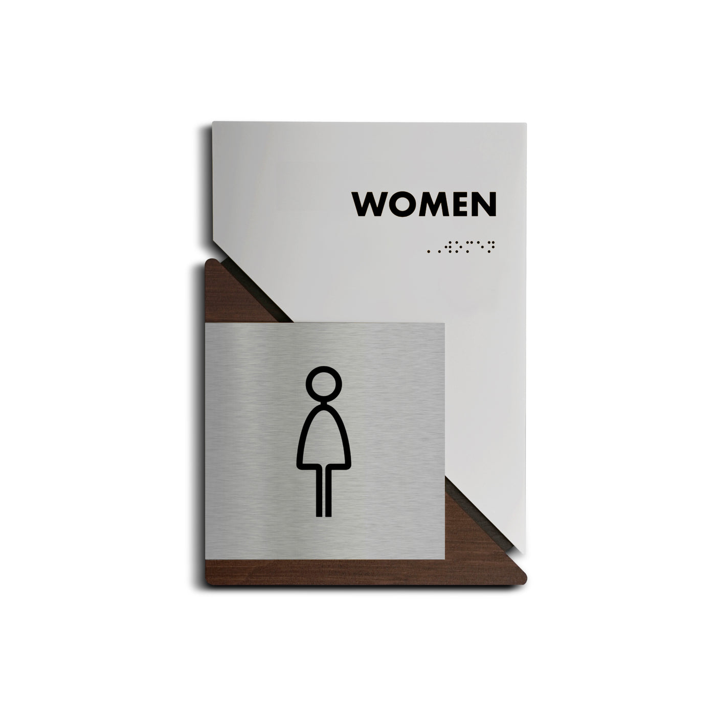 a sign that says women on a white background