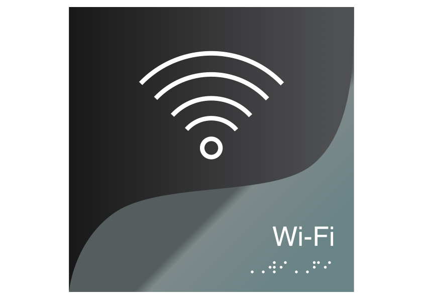 Information Signs - Wi-Fi Signs: - Double Acrylic Door Plate — "Gray Calm" Design