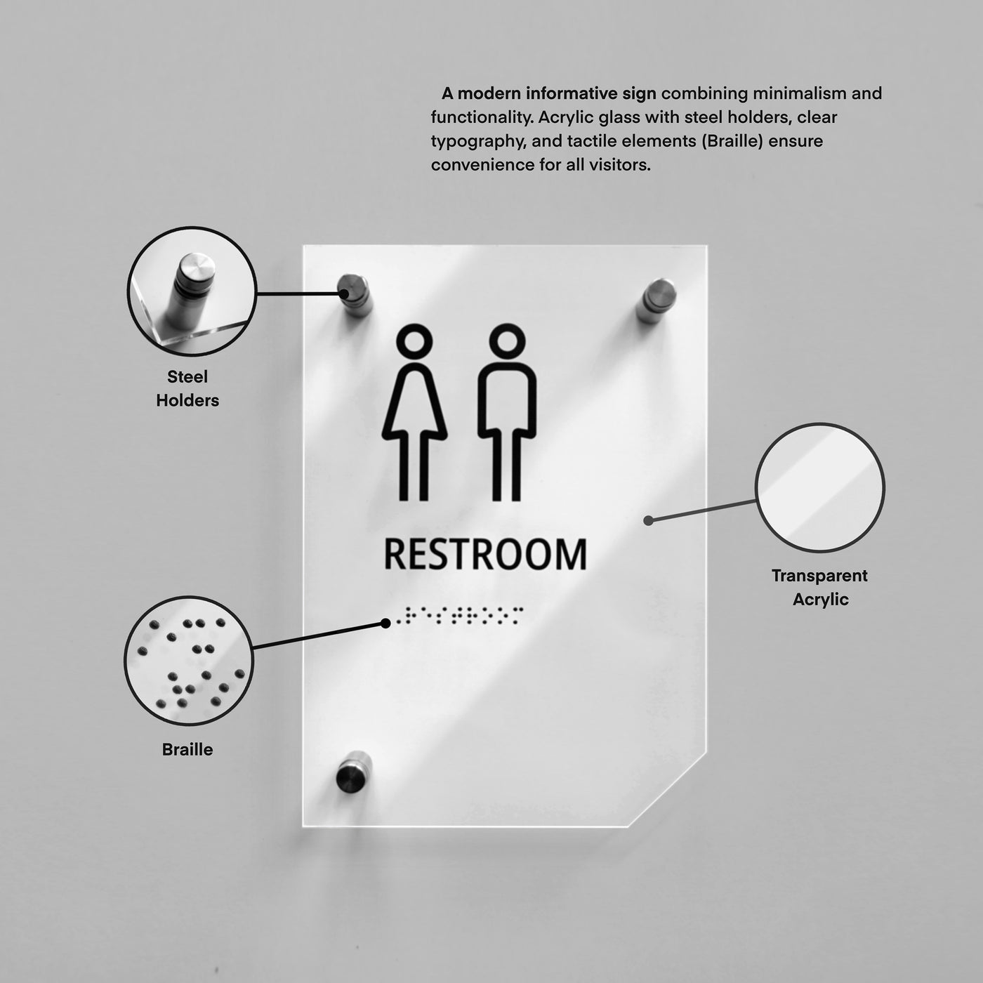 a restroom sign with instructions on how to use it