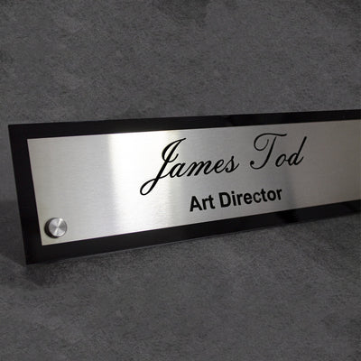 Information Signs - Tabletop Nameplate Sign Acrylic & Stainless Steel