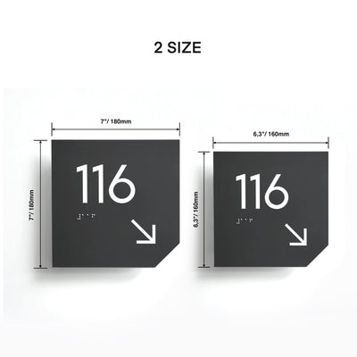 two black square signs with white numbers on them