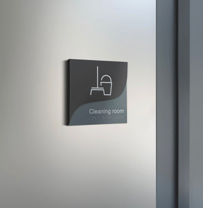 Information Signs - Wardrobe Closet Sign - Double Acrylic Door Plate - "Gray Calm" Design