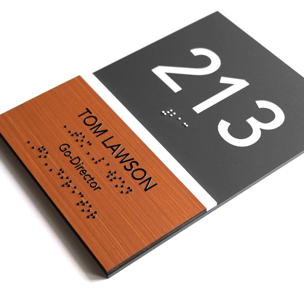 Door Numbers Office Door Number Sign & Name Plates: Acrylic & Wood — "Dragon" Design