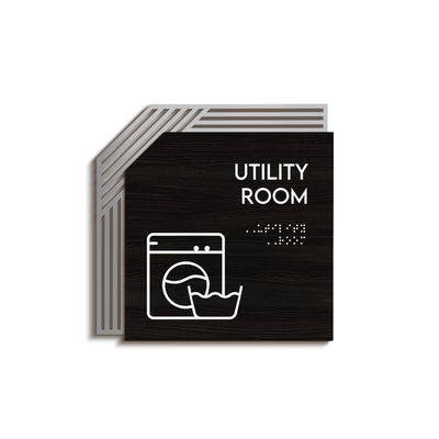 a black and white sign that says utility room