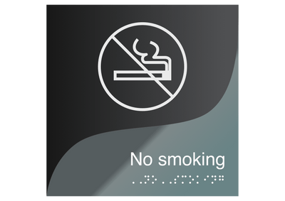Information Signs - No Smoking Sign & Smoking Prohibited Signage, Double Acrylic Sign "Gray Calm" Design