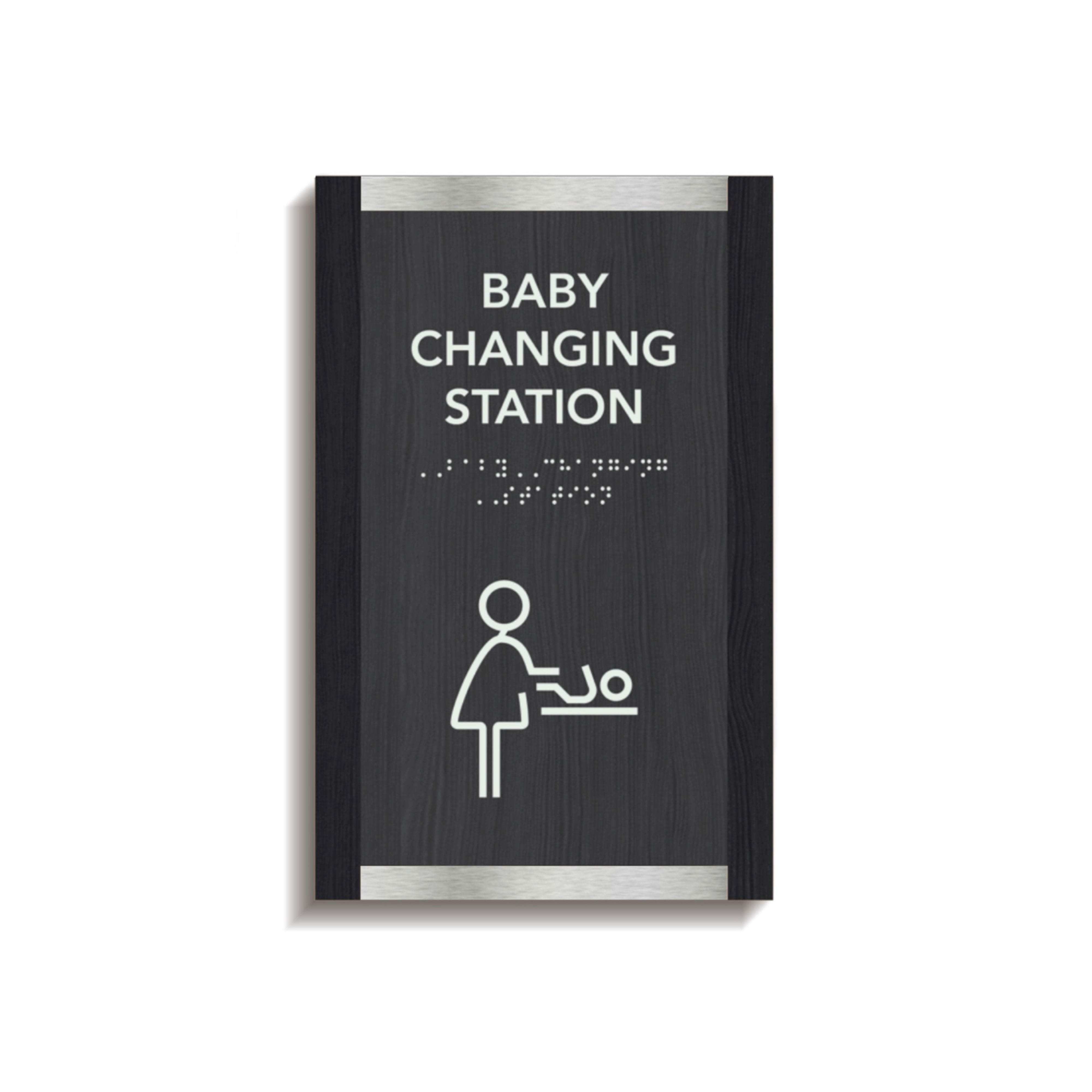 Baby Changing Sticker Baby Changing Station Sign: Wood & Acrylic Plate —
