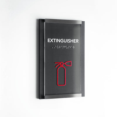 a picture of a sign on a wall that says extinguisher