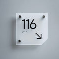 Acrylic Room Number Sign: White Matte — "Clear" Design - Photo #3