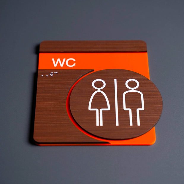Bathroom Signs Acrylic & Wood Toilet Signs for Bathroom - "Genova" Design