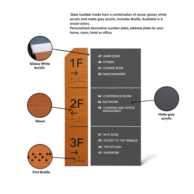 Directional Wayfinding Sign - Wooden Plate "Dragon" Design