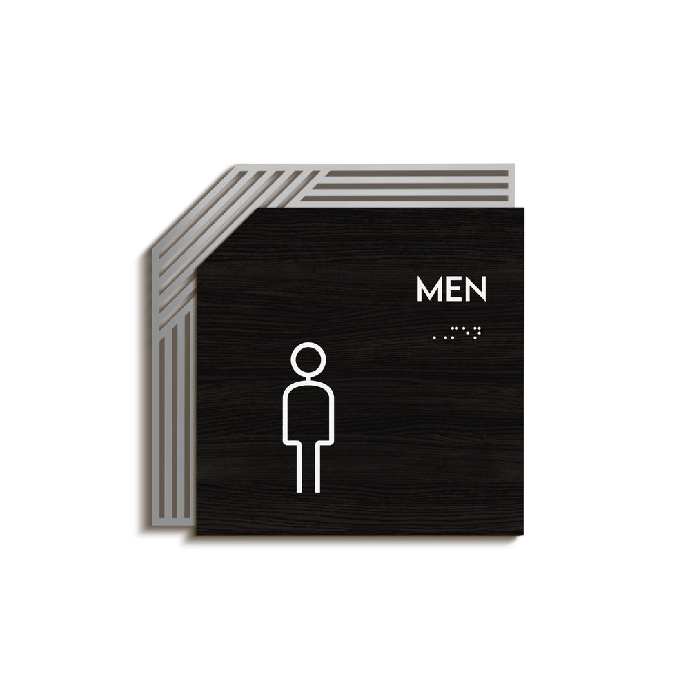 a black and white picture of a man's restroom sign