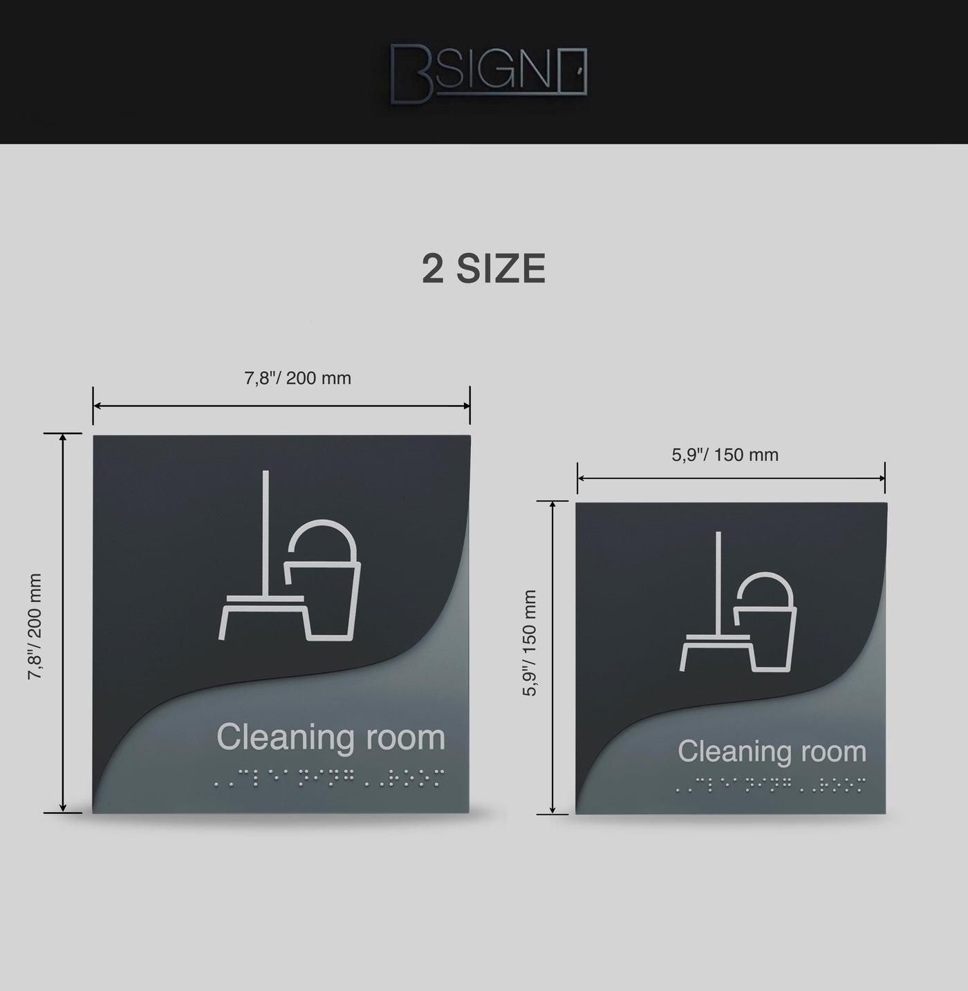 Information Signs - Wardrobe Closet Sign - Double Acrylic Door Plate - "Gray Calm" Design