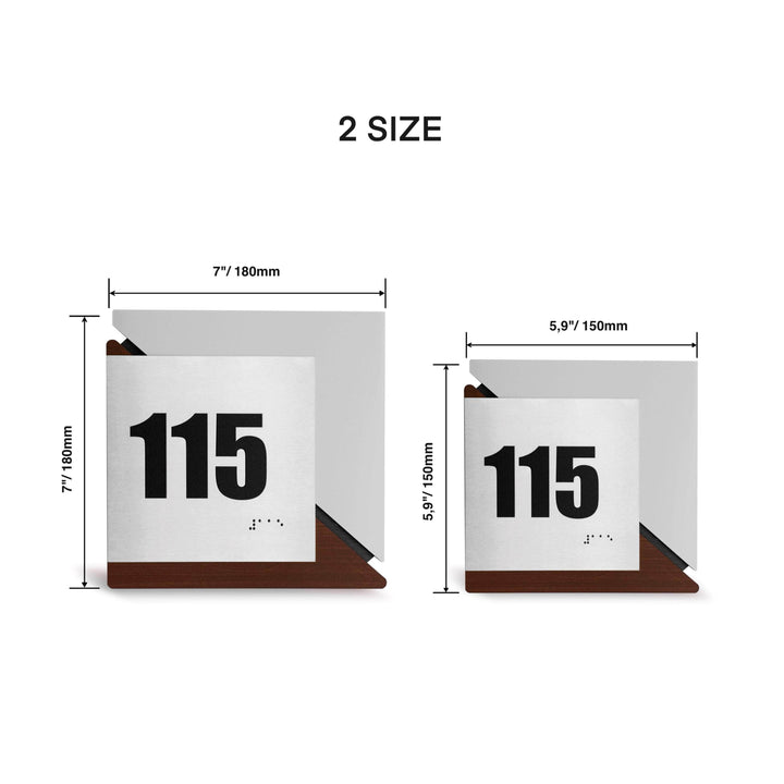 Door Numbers Door Number Sign: Wood &amp; Stainless Steel Plate — "Creative" Design