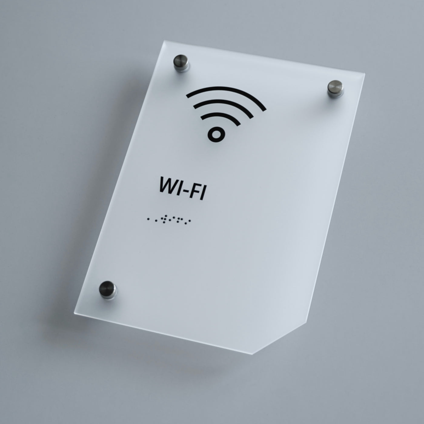 a white sign with a wifi symbol on it