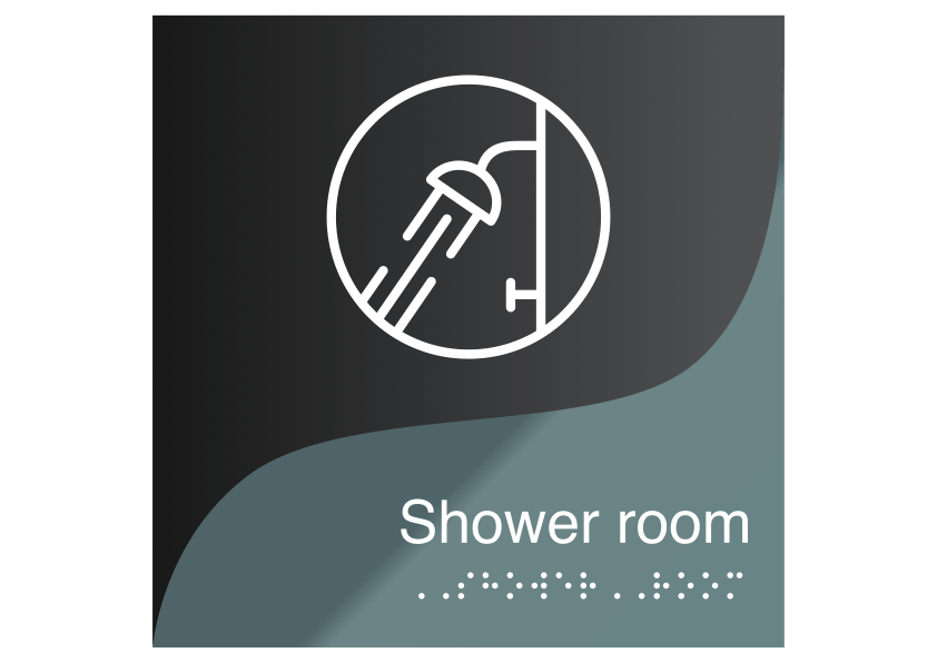 Information Signs - Double Acrylic Sign, Shower Signage - "Gray Calm" Design