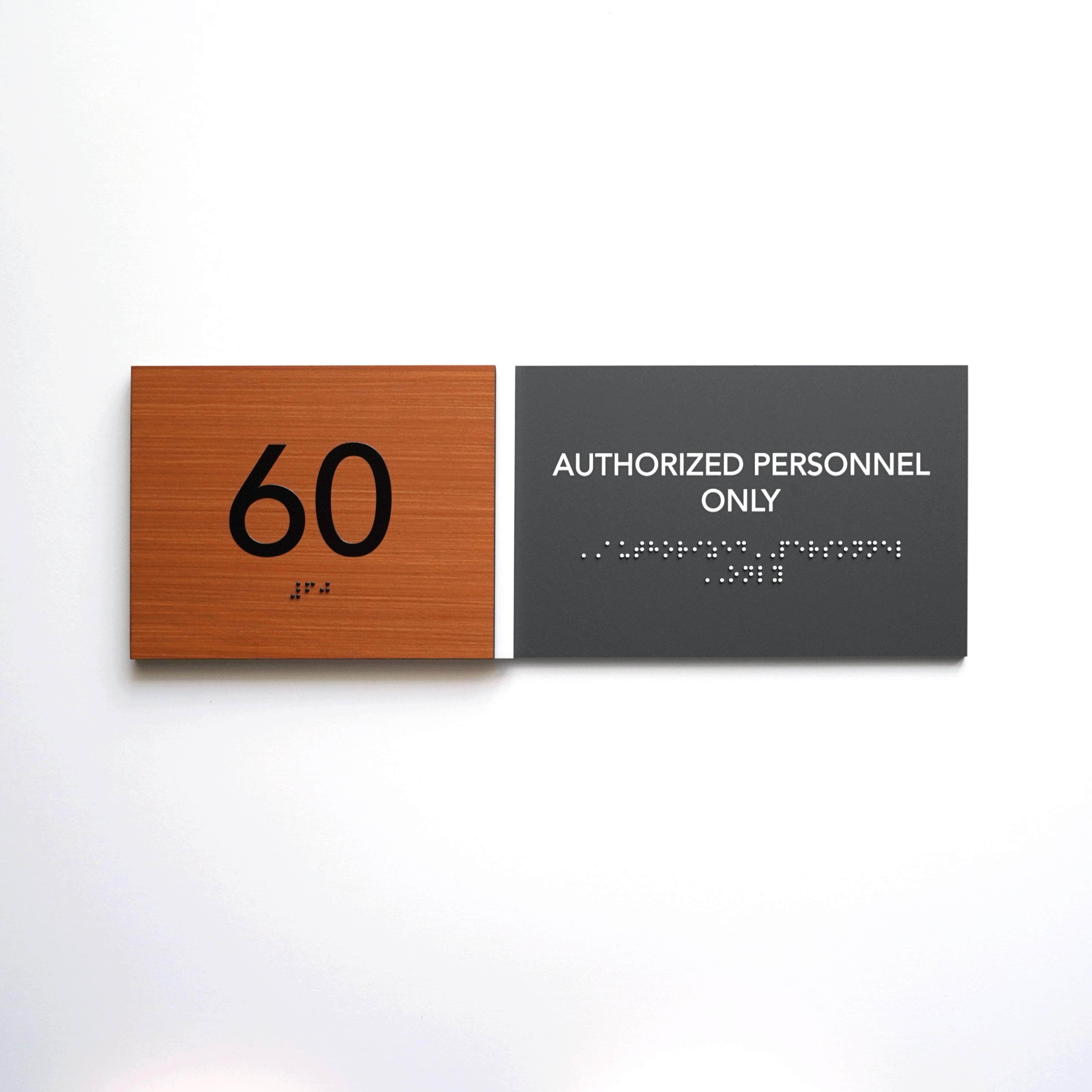 Office Number Sign with Custom Text: Wood & Acrylic —
