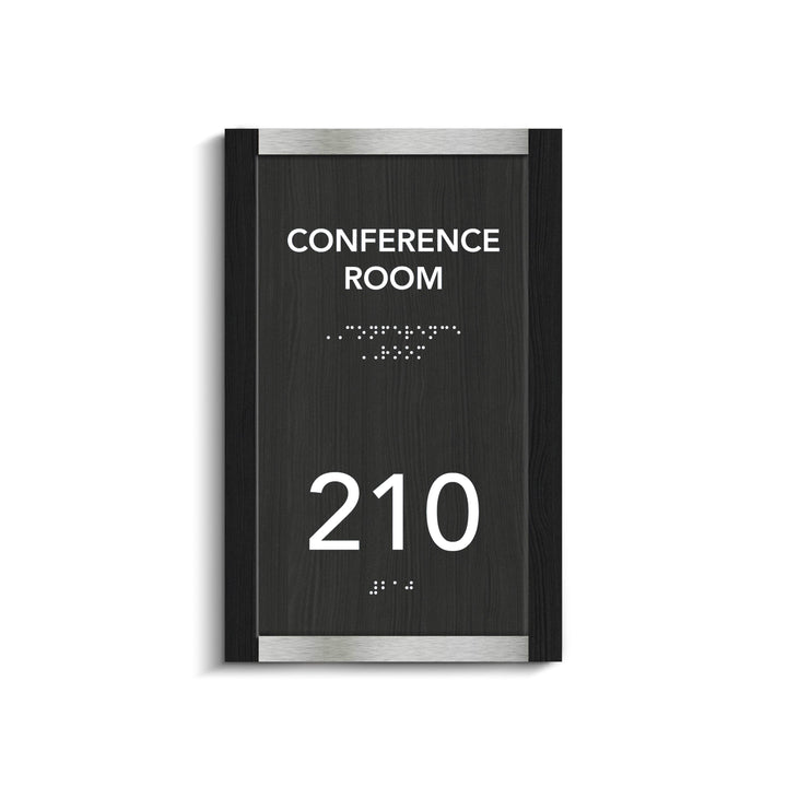 Door Numbers Office Door Number Sign &amp; Name Plates: Stainless Steel &amp; Wood — "Otherside" Design