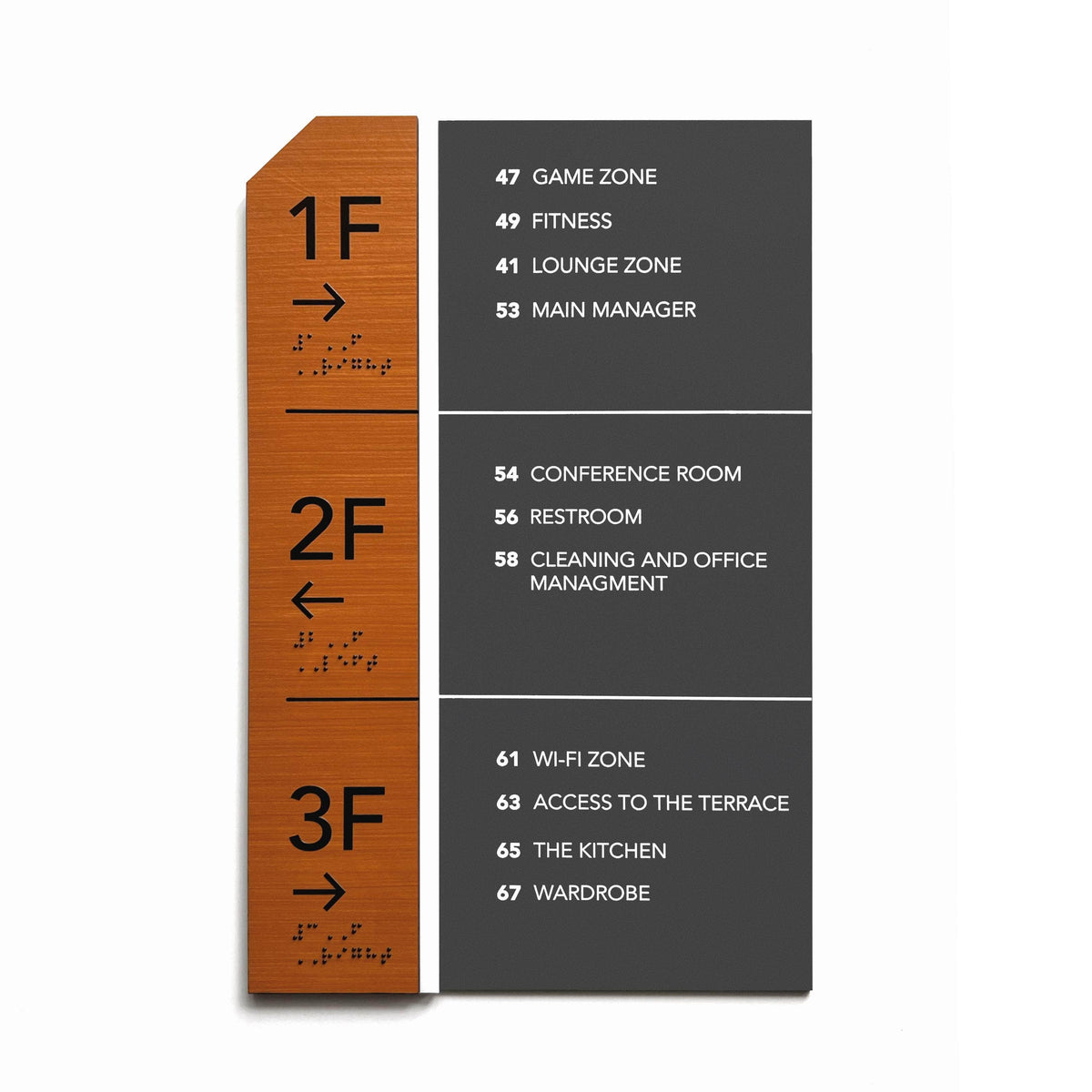 Directional Sign: Wood & Acrylic Plate — 