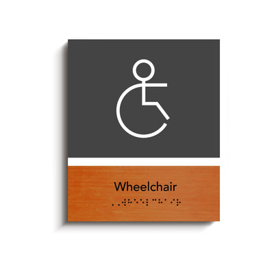 a sign with a wheelchair symbol on it