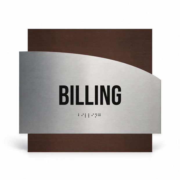 a sign with the word "BILLING" written on it, indicating that it is a sign for a restaurant or establishment related to bill payments.