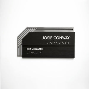 a black and white business card on a white background