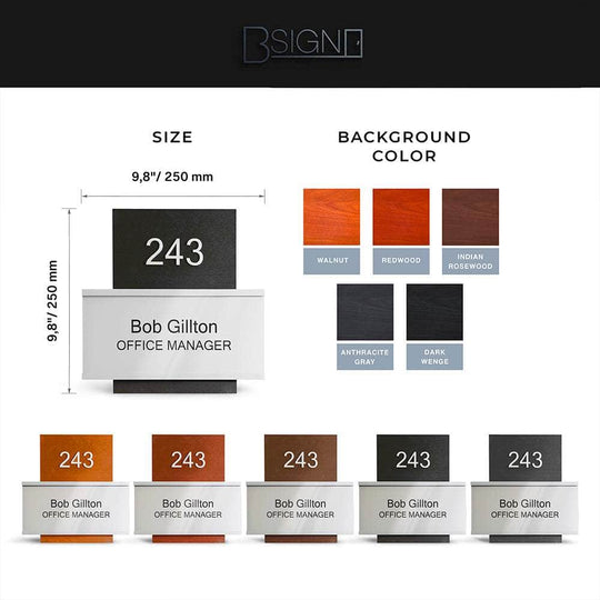 Door Signs Room Number Sign with Name Plate: Wood & Acrylic Sign