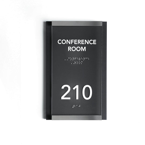 Door Numbers Office Door Number Sign & Name Plates: Stainless Steel & Wood — "Otherside" Design