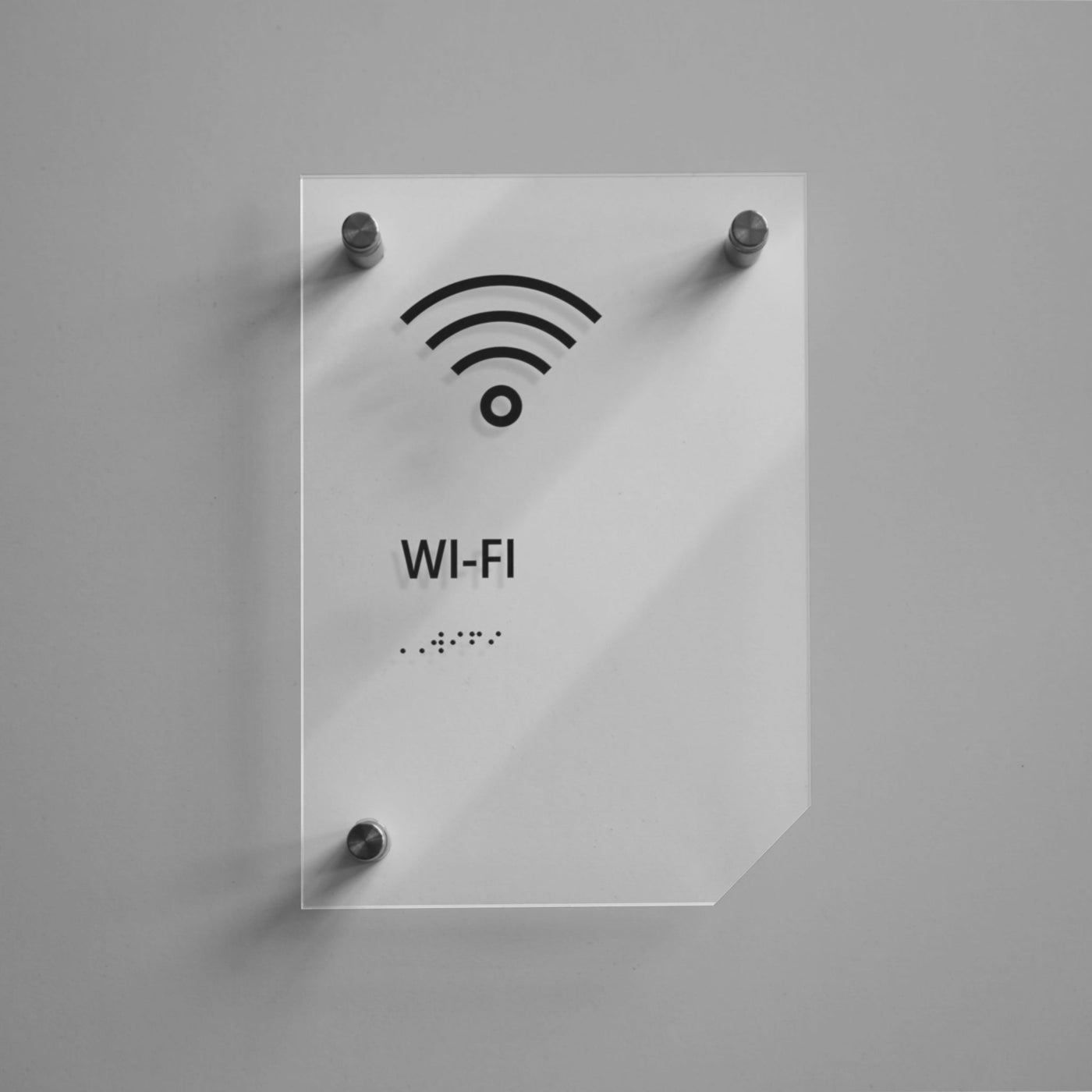 a white sign with a wifi symbol on it