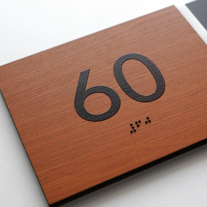 Door Numbers Office Number Sign with Custom Text: Wood &amp; Acrylic Plate — "Dragon" Design