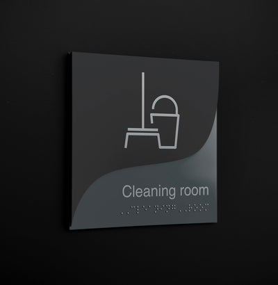 Information Signs - Cleaning Room Signage "Gray Calm" Design