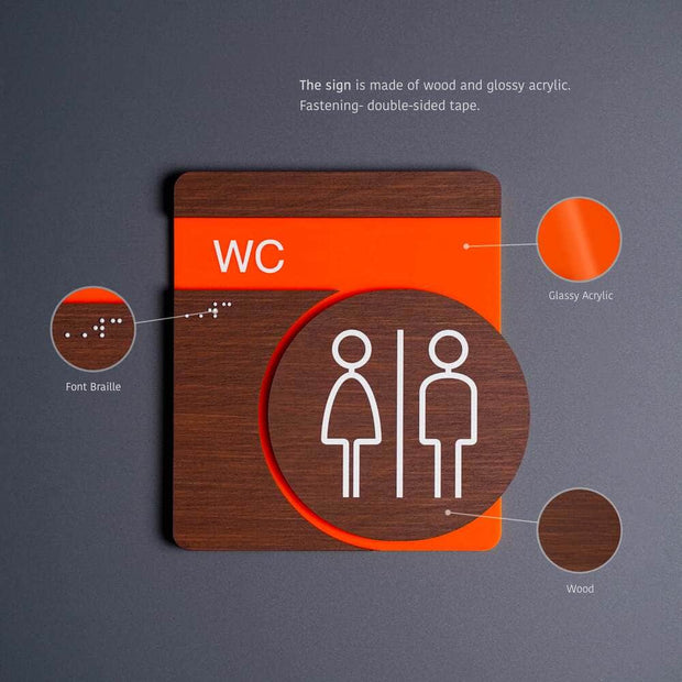 Information signs Wardrobe Closet Sign: Wood Sign — "Genova" Design