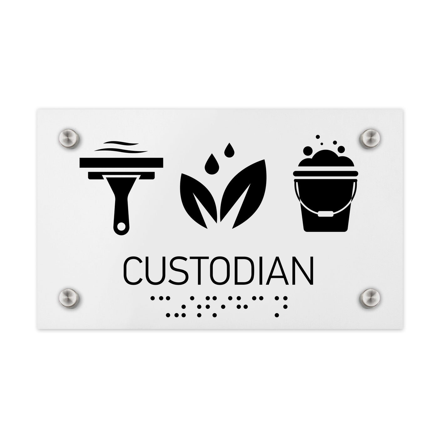 Information Signs - Custodian Sign - White Acrylic