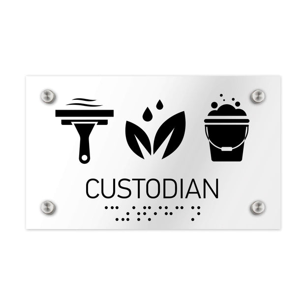 Information signs Custodian Sign - Clear Acrylic