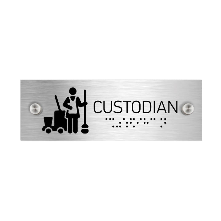 Information signs Custodians Signs with Braille - Stainless steel