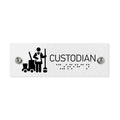 Information signs Custodian Sign: White Acrylic Sign with Braille - Photo #1