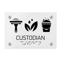 Information signs Custodian Signs - White Acrylic Sign with Braille - Photo #2