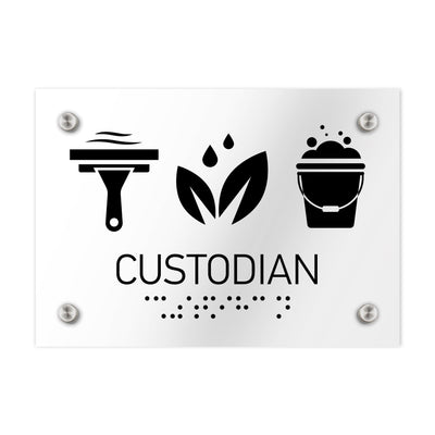 Information Signs - Custodian Sign - Clear Acrylic