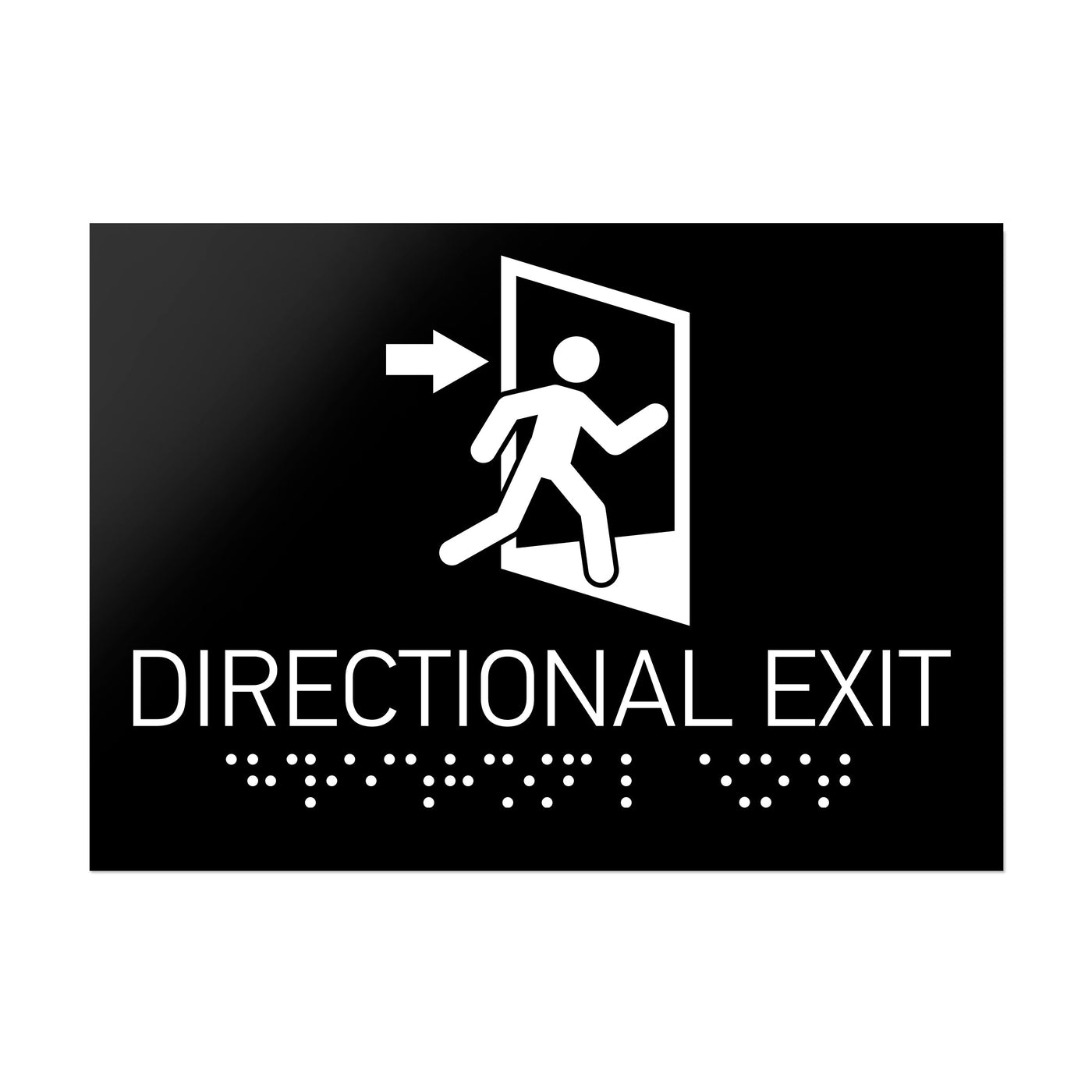 Information Signs - Directional Exit Door Sign Black Acrylic Whith Braille