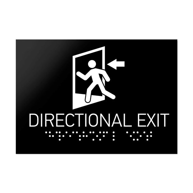 Information signs Directional Exit Door Sign - Black Acrylic with Braille