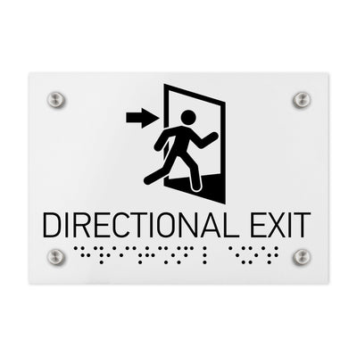 Information Signs - Directional Exit Door Sign Acrylik Milk Whith Braille