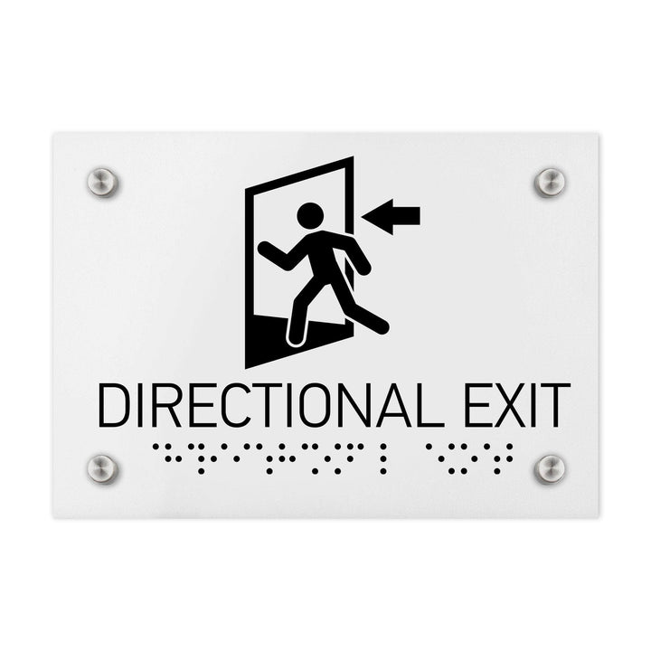 Information signs Directional Exit Sign - Acrylic Milk with Braille