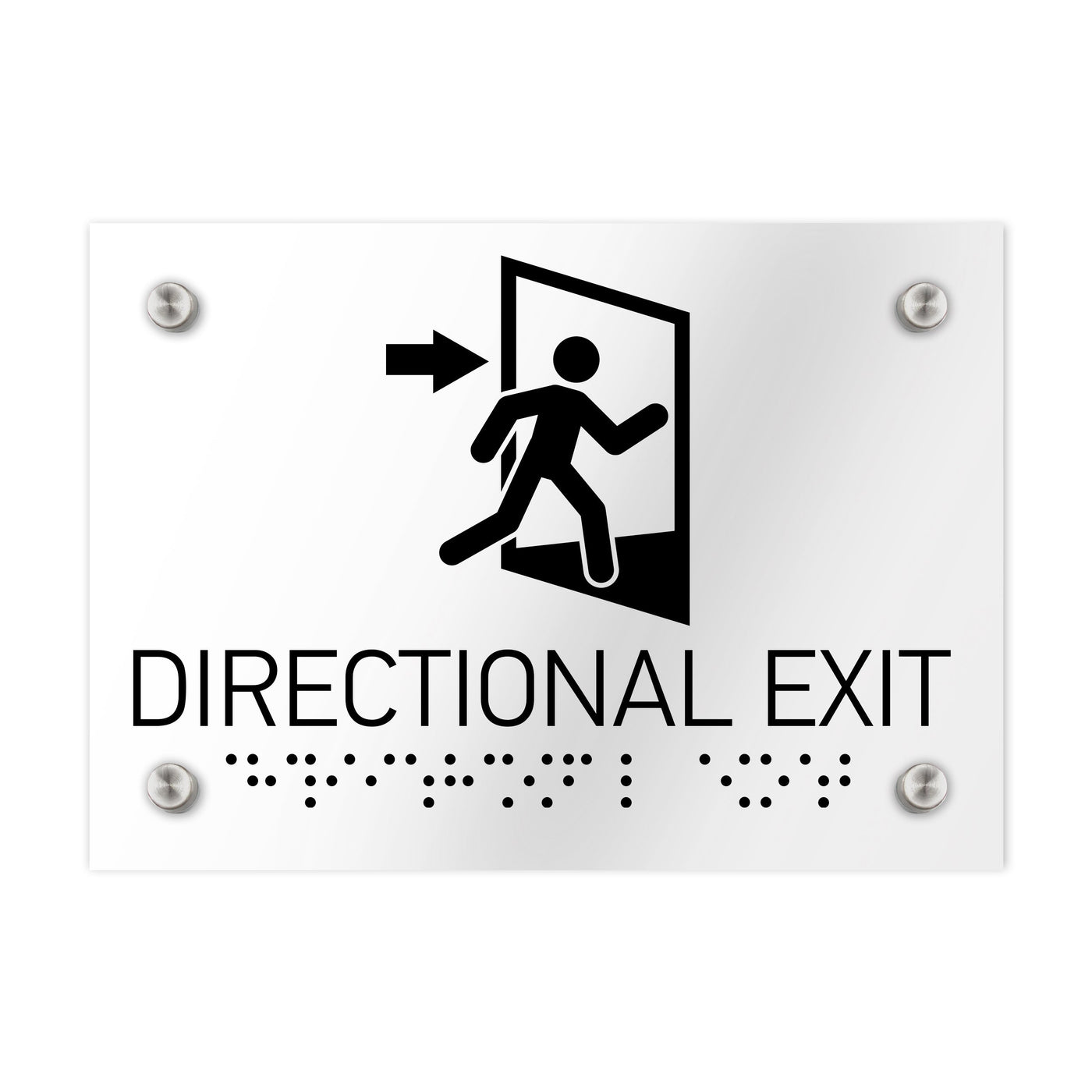 Information Signs - Directional Exit Door Sign Clear Acrylic Whith Braille