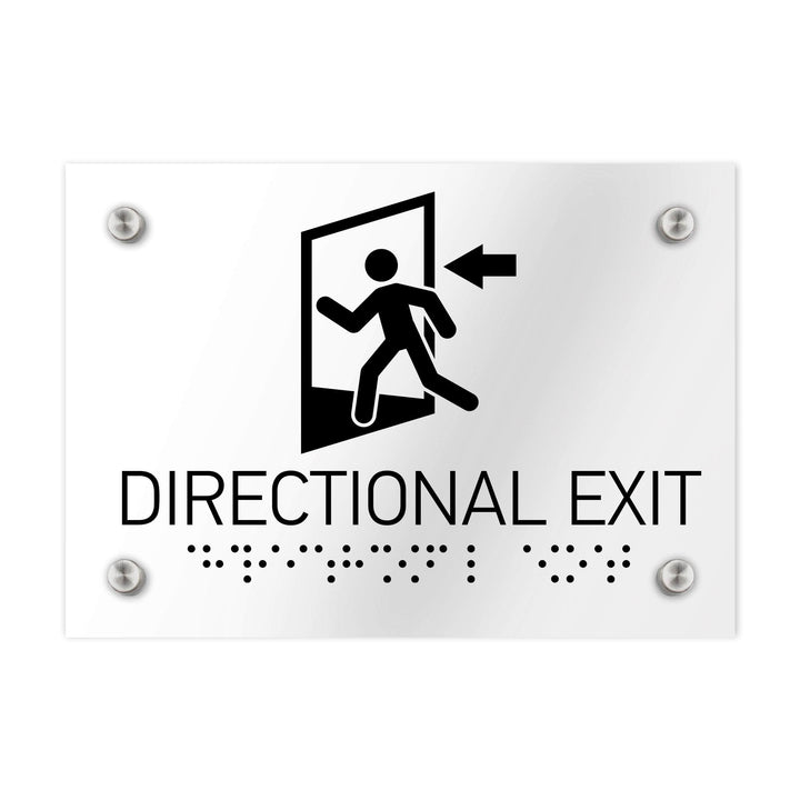 Information signs Directional Exit Door Sign - Clear Acrylic with Braille