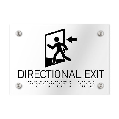 Information Signs - Directional Exit Door Sign Clear Acrylic Whith Braille