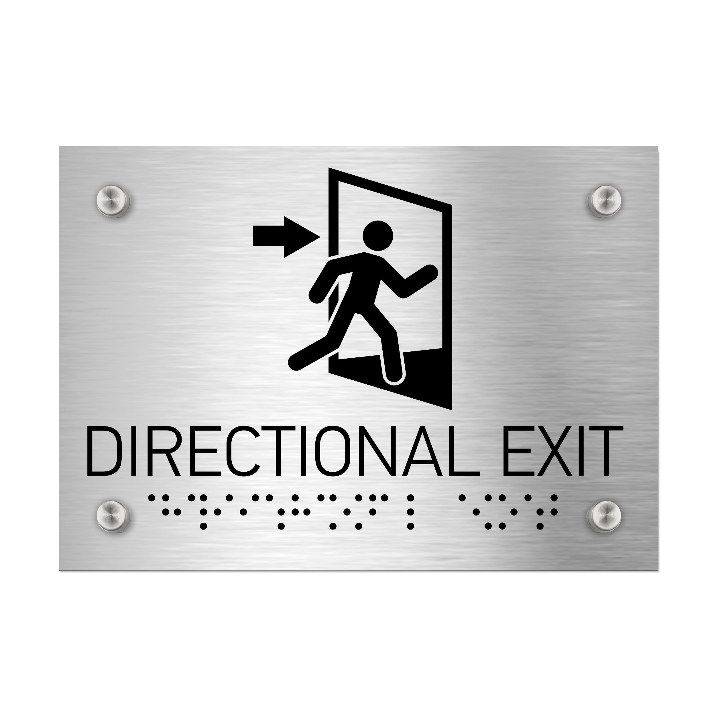 Directional Exit Signs Stainless Steel Sign With Braille 117x83