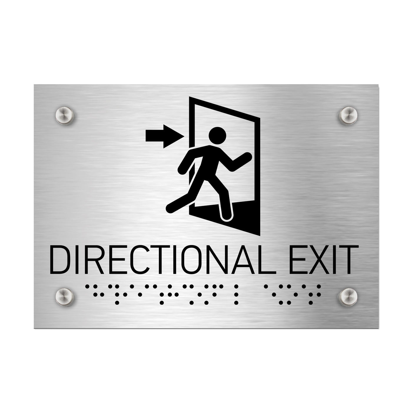 Information Signs - Directional Exit Door Sign Stainless Steel Whith Braille