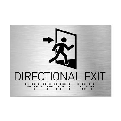 Information Signs - Directional Exit Door Sign Stainless Steel Whith Braille